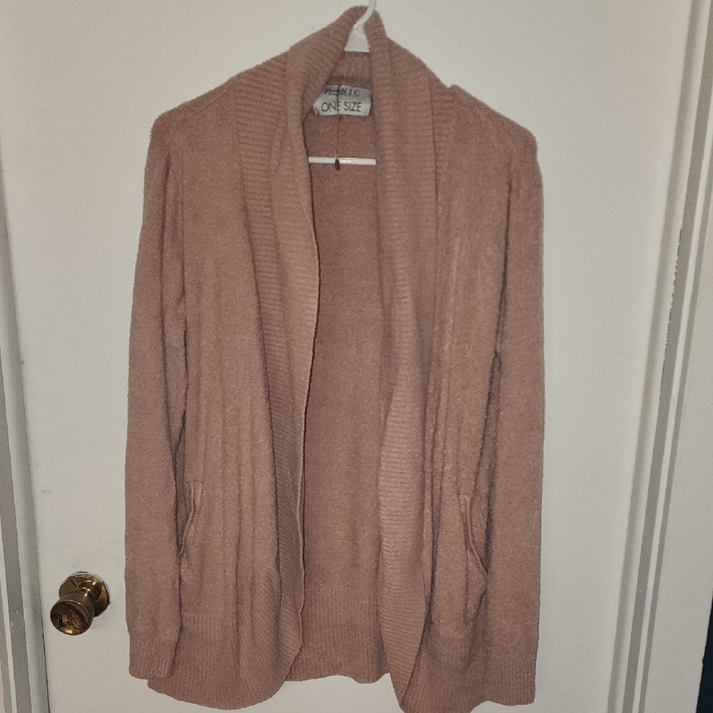 Pink Ribbed Sleepwear Cardigan - Picture 2 of 3